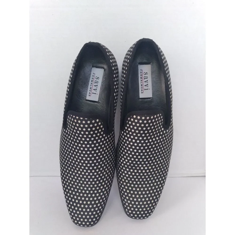 Stylish‎ Black and White Polka Dot Loafers Slip-On Dress Shoes